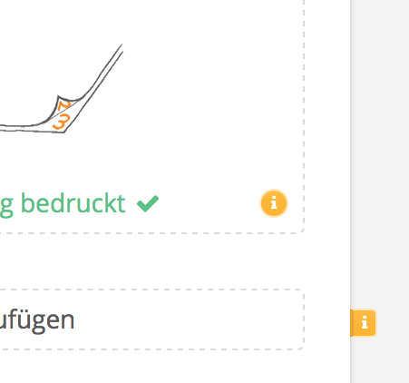 Dieses Bild zeigt eine Schaltfläche zum aktivieren der Glossartexte (orange mit einem Fragezeichen), so wie Sie im Preisrechner angezeigt werden würde, wenn die Option vorhanden ist.