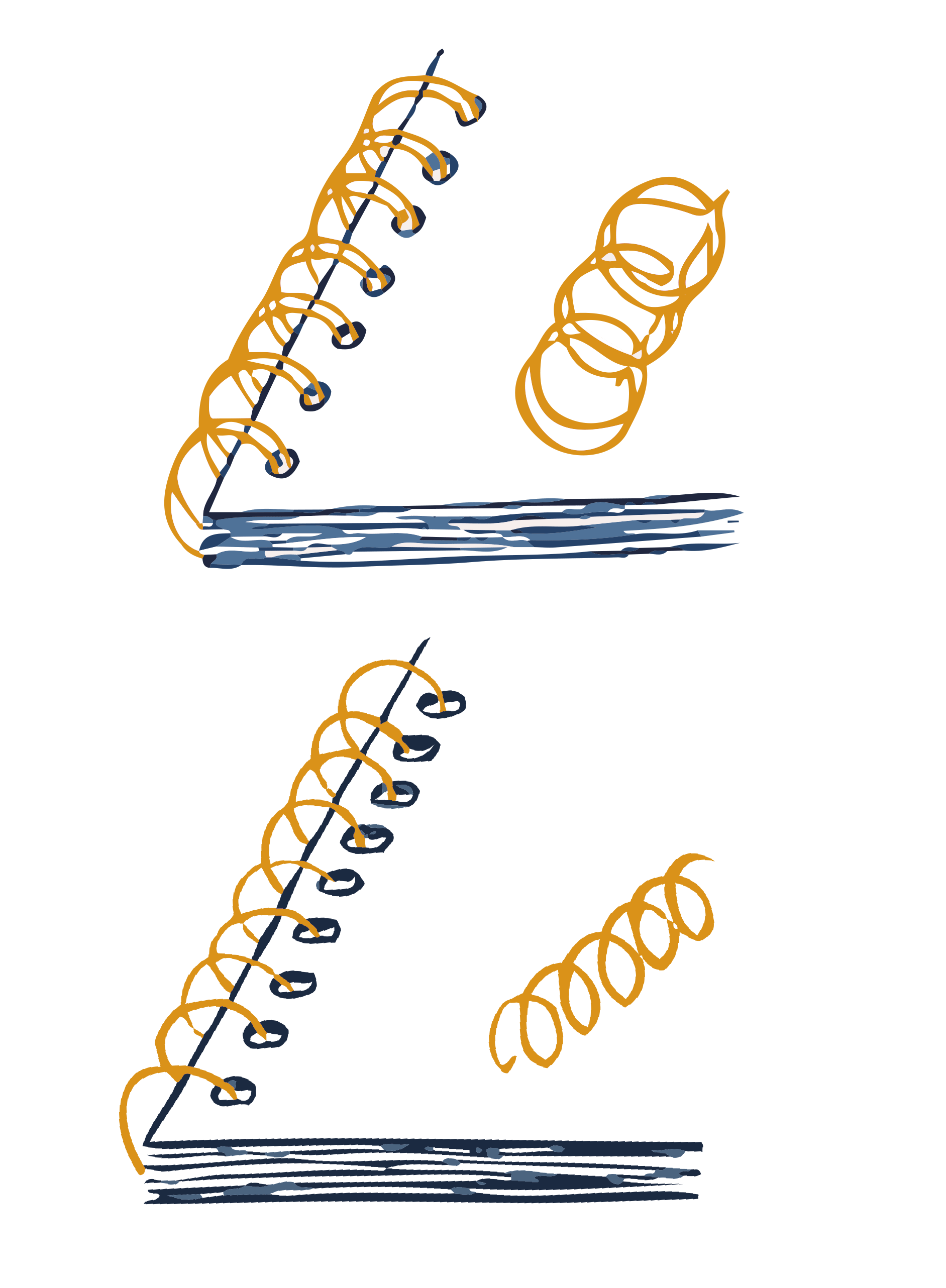 Skizze zu Spiralbindung Draht und Kunststoff