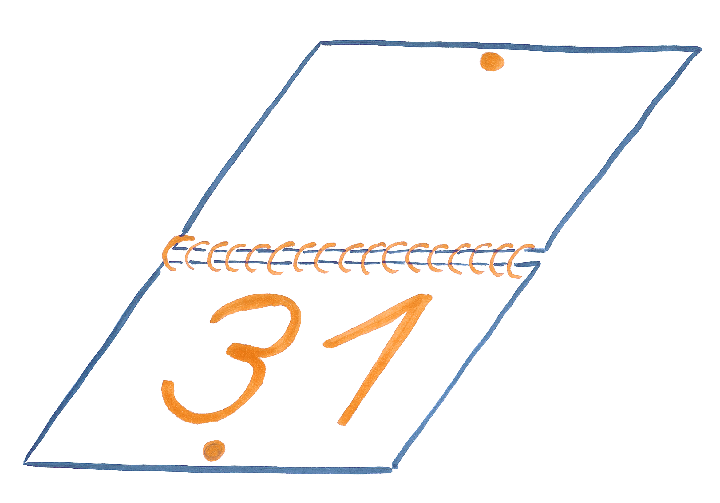 Skizze zur Wandkalender-Spiral-Bindung mit Bohrung