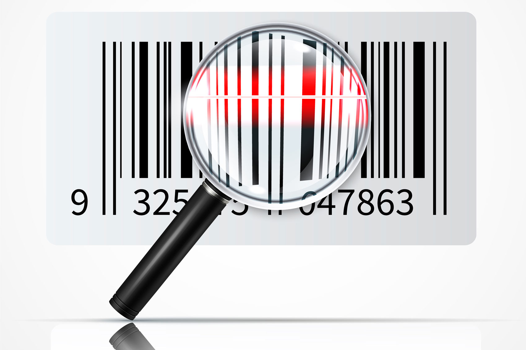 Barcode mit Lupe vergrößert